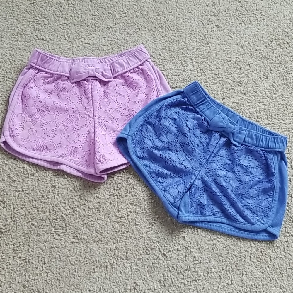 ❤4/$20 Two Pair Garanimals Blue/Purple Lace Shorts
